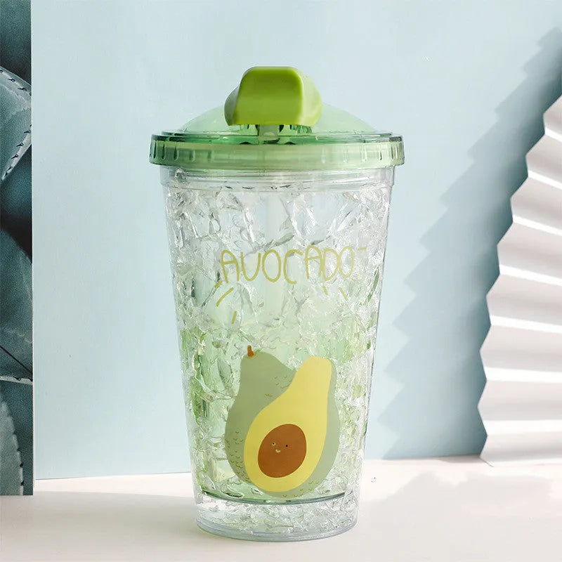 Double Layer Cartoon Summer Oush lid Ice Cup To Keep Cold Water Cup - Bellarte Enchanté Double Layer Cartoon Summer Oush lid Ice Cup To Keep Cold Water Cup